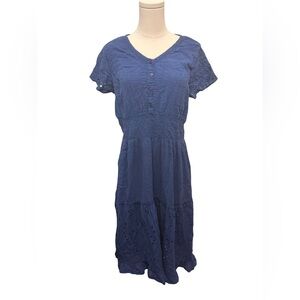 100% Cotton Navy Blue Women's Dress - size XL